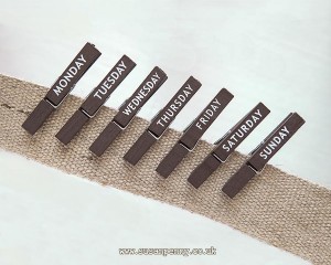 7 Brown Painted Days of the Week Wooden Pegs – MIS006