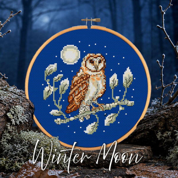 Winter Moon Tawny Owl Cross Stitch Kit