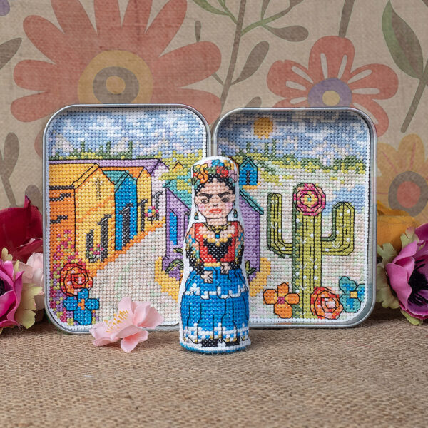 Frida Kahlo Figure & Tin Cross Stitch Kit